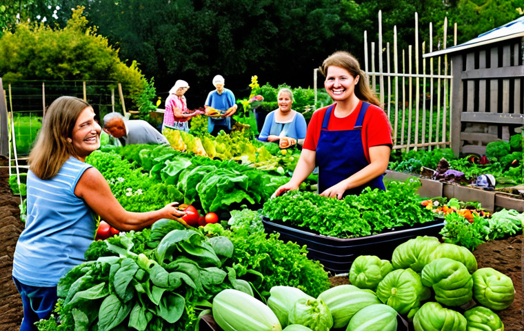 공동체 기반 음식 나눔 모델 - Community Garden Harvest**

A vibrant community garden scene, overflowing with vegetables and herbs....