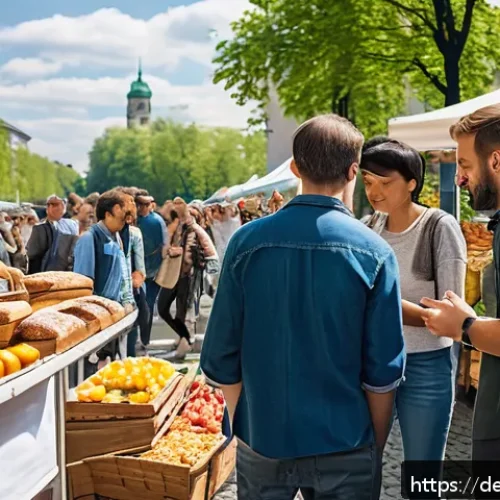 Home 17 음식 나눔 네트워크의 지역 특화 전략 - A vibrant urban foodsharing event in a multicultural Berlin neighborhood, featuring diverse people e...