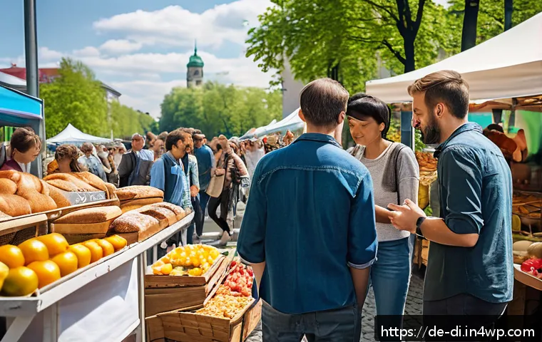 음식 나눔 네트워크의 지역 특화 전략 - A vibrant urban foodsharing event in a multicultural Berlin neighborhood, featuring diverse people e...